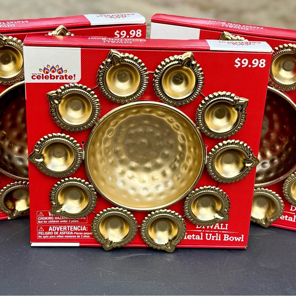 Diwali Gold Metal Urli Bowl Set of THREE NEW!!! Bohemian/Hippie/Holiday